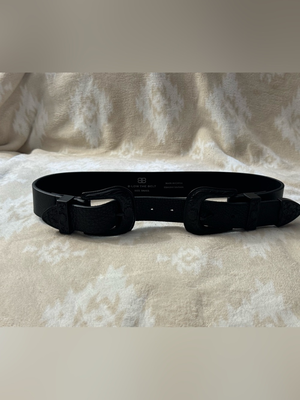B-Low the Belt Black Double Buckle Leather Belt